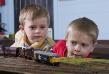 Felix McIlduff and Joshua McLaughlin enjoy a sneak peek at one of the many picture perfect railways on show at the North Down Model Railway Society Annual Model Exhibition, Northern Ireland’s largest model railway exhibition on Saturday 12th – Sunday 13th April in Bangor at the Bangor Grammar School.