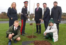 Lord Lieutenant of County Down, Mr Gawn Rowan Hamilton, joined Mayor of LCCC, Cllr Scott Carson, Chair of LCCC’s Leisure & Community Development Committee, Cllr Aaron McIntrye, and local school children to plant the tree in its new home at Billy Neill MBE Country Park.